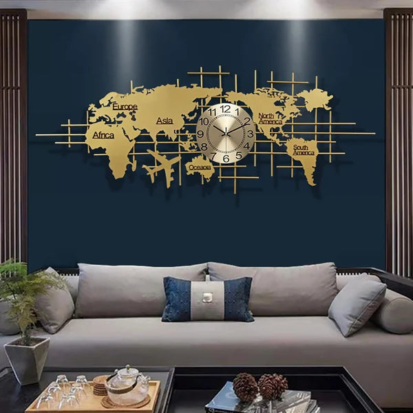 Big world map clock