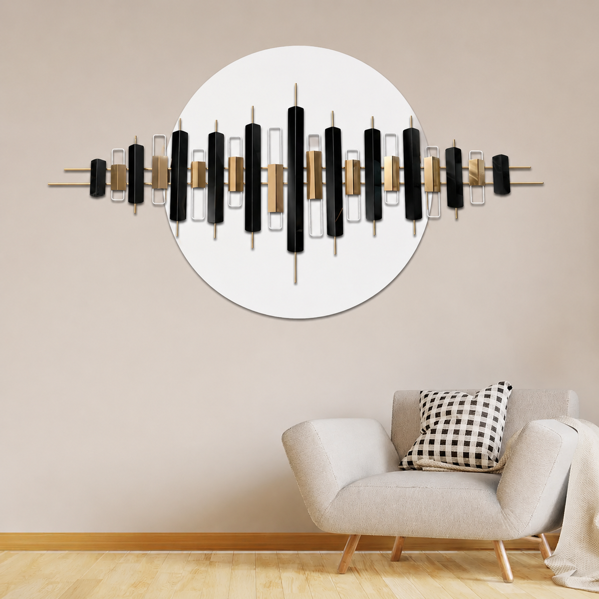 Golden Circles metal wall decor