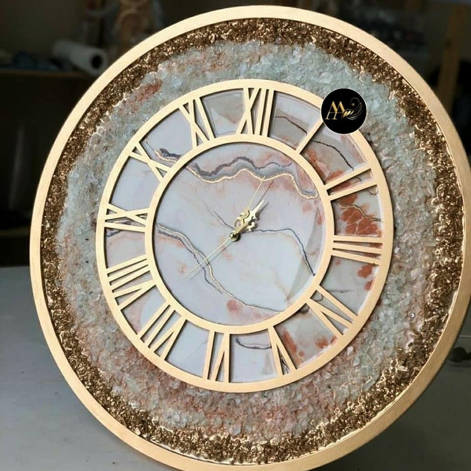 marble clock with Golden frame