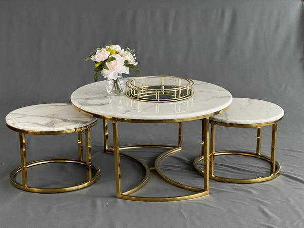 Nesting table marble top metal