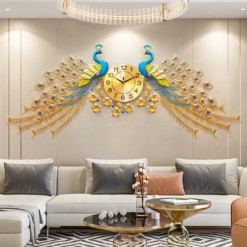 Big double peackock clock