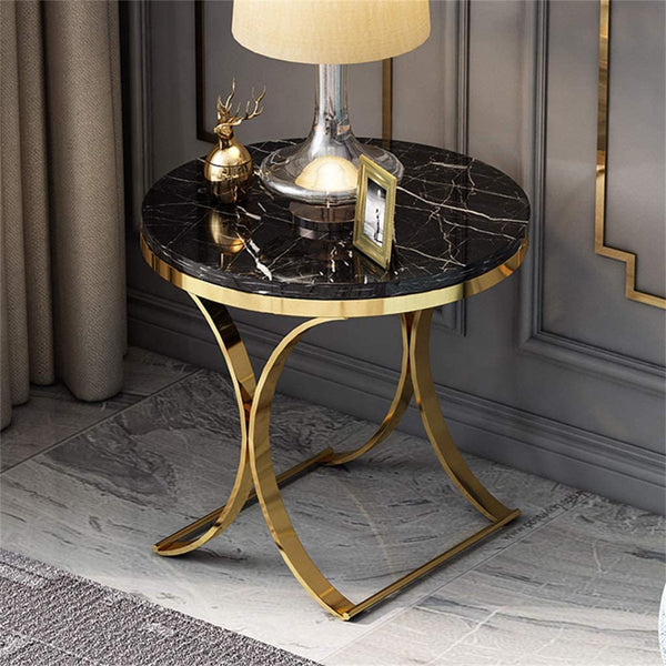 Black marble top side table