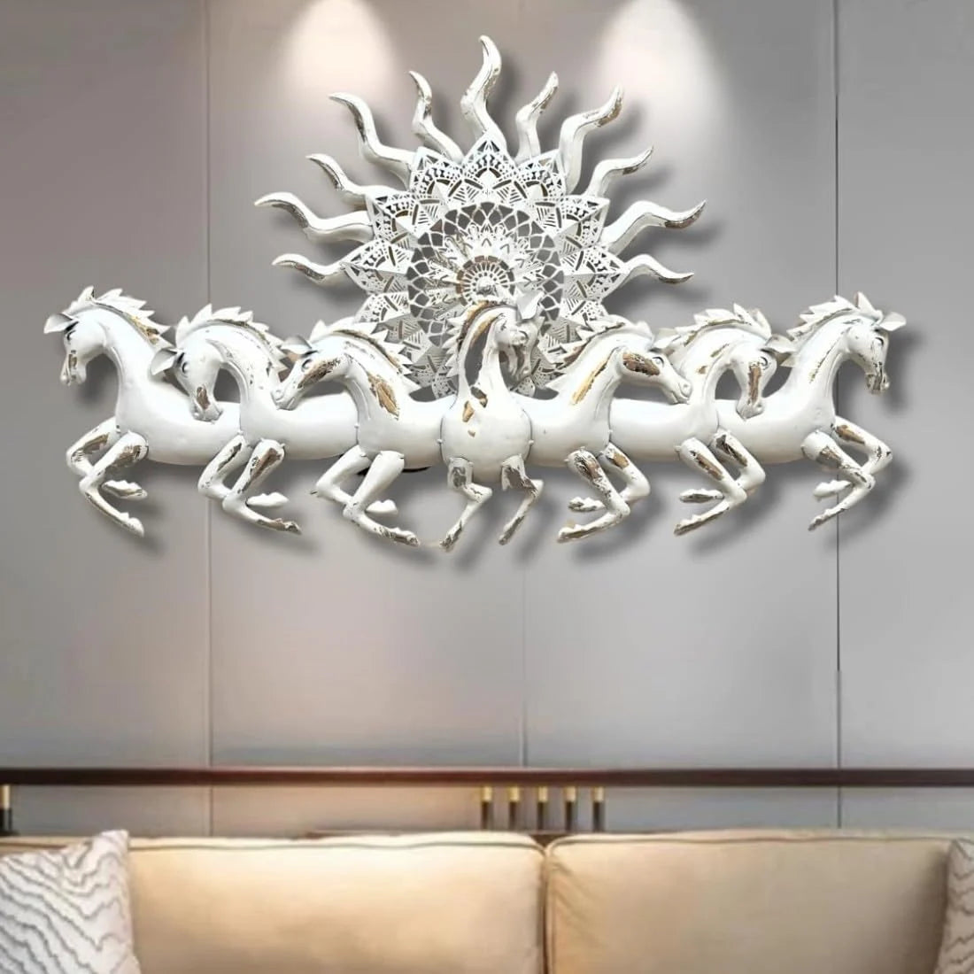 white horses wall decor