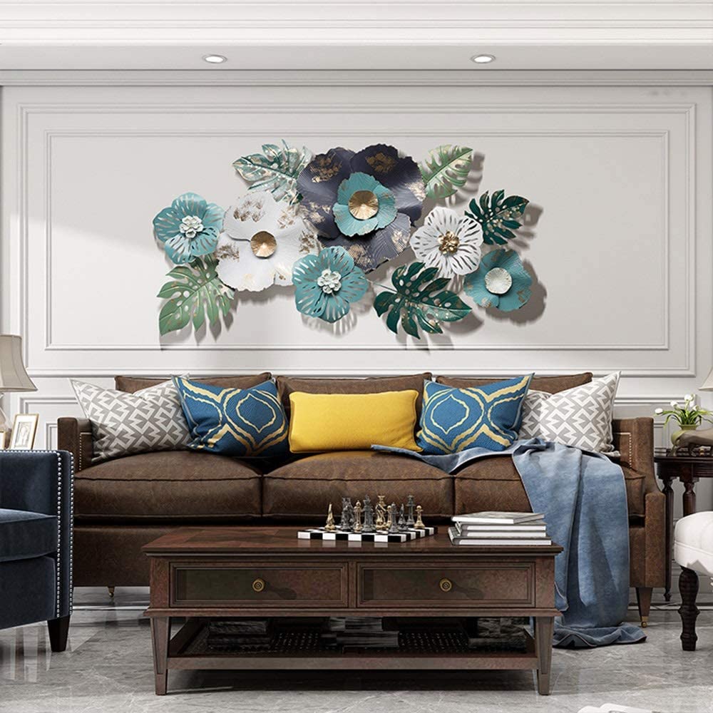 Blue grey Flower metal decor