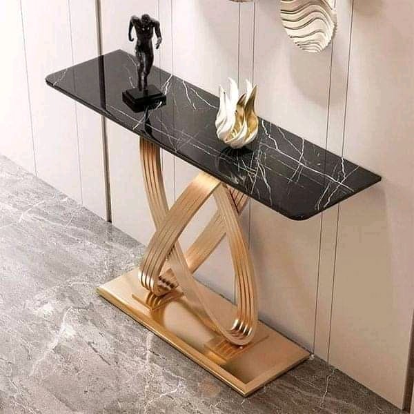 Rose gold metal console Table