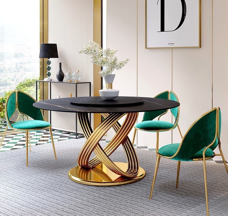 Luxurious Gold table black marble
