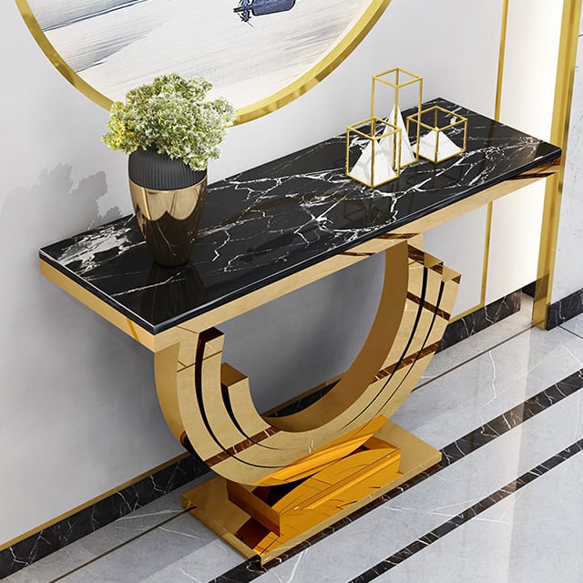 Marble Top Crescent Console