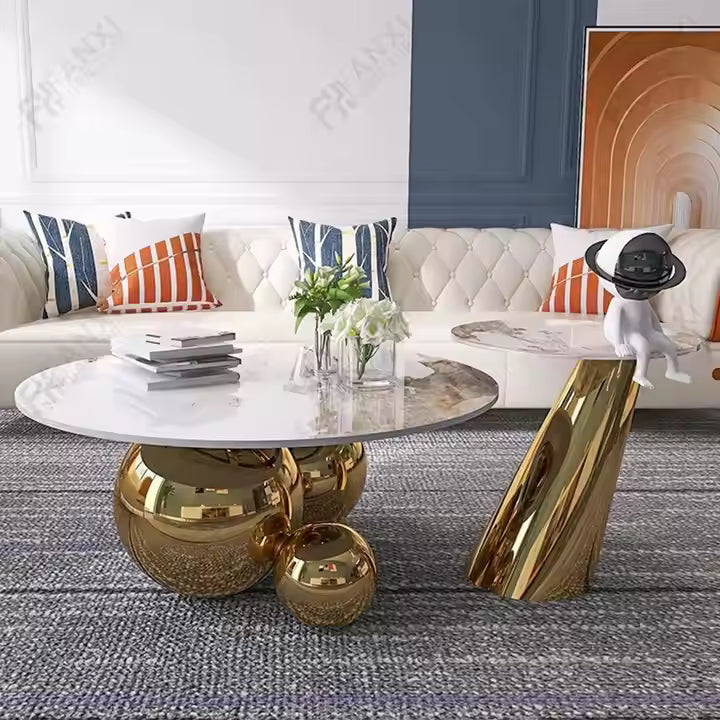 Nordic nesting tables with marble top