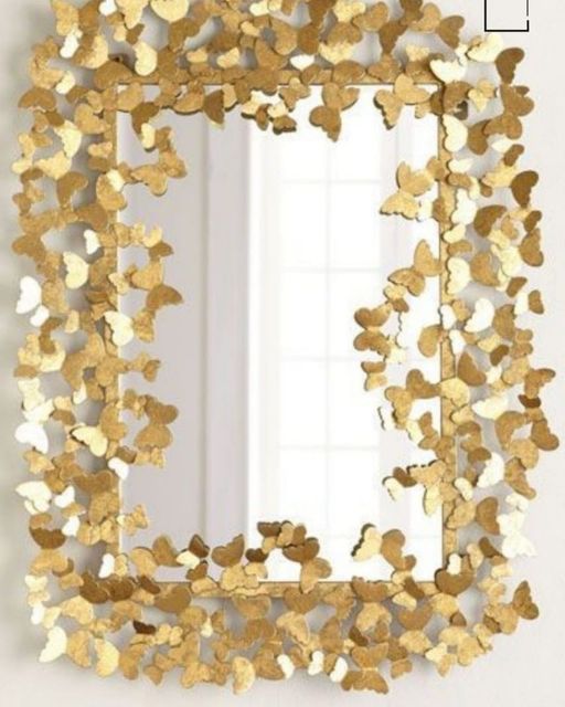 Golden butterfly wall mirror