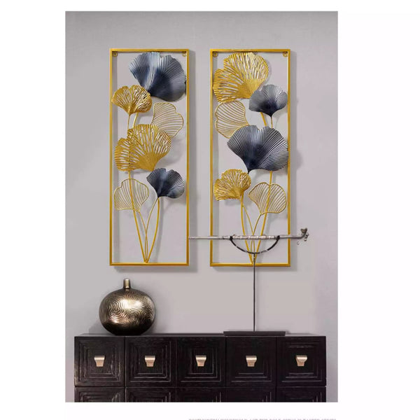 2 set leaf metal decor
