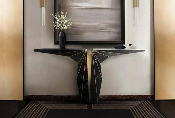 Black marble pattern console