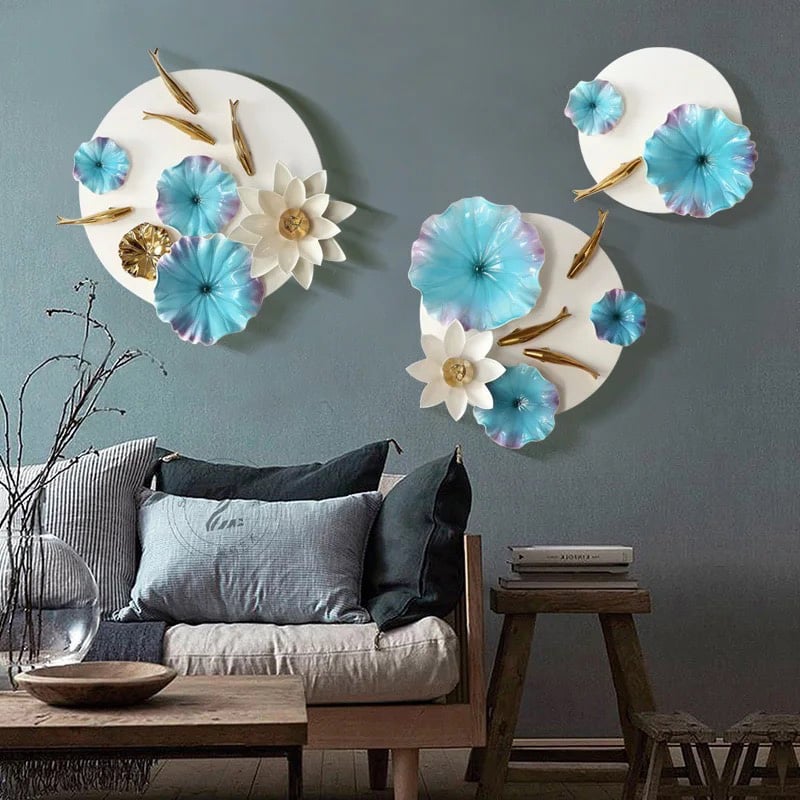 Metal fish and lotus decor