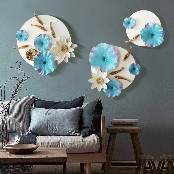 Metal fish and lotus decor