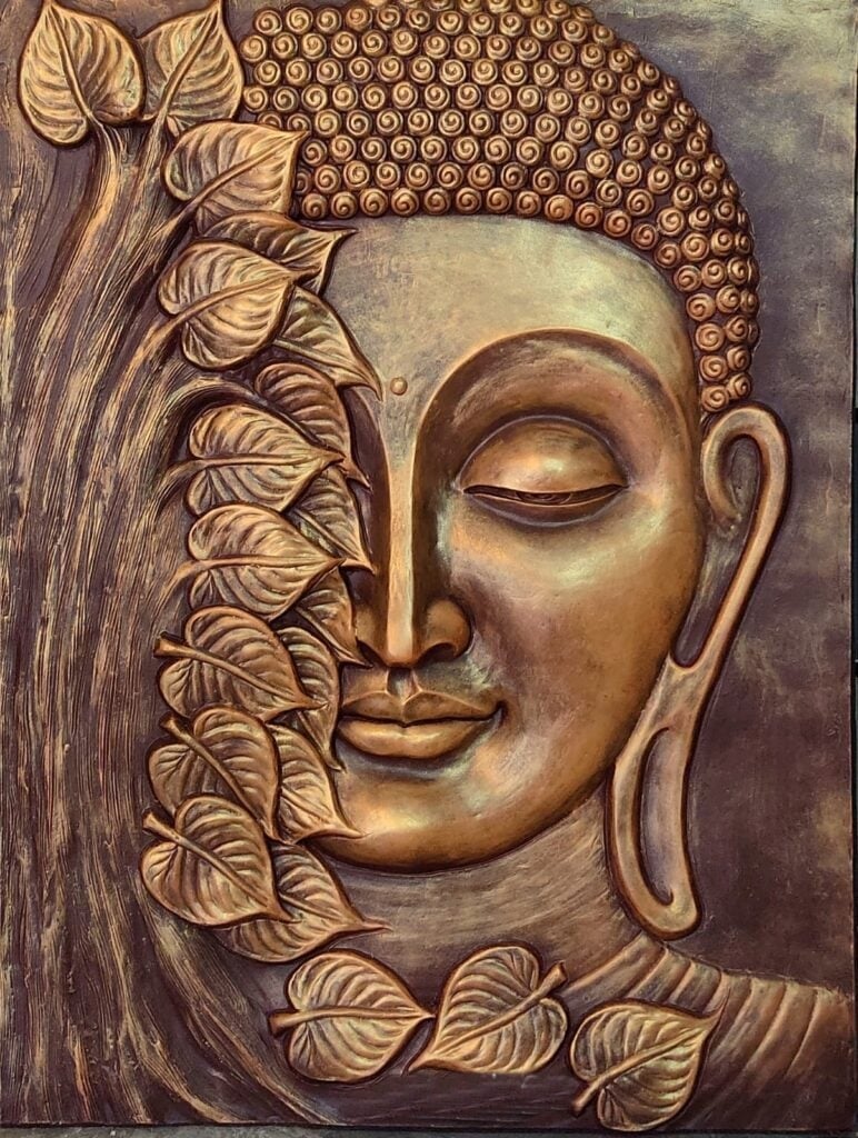 Buddha leaf mural