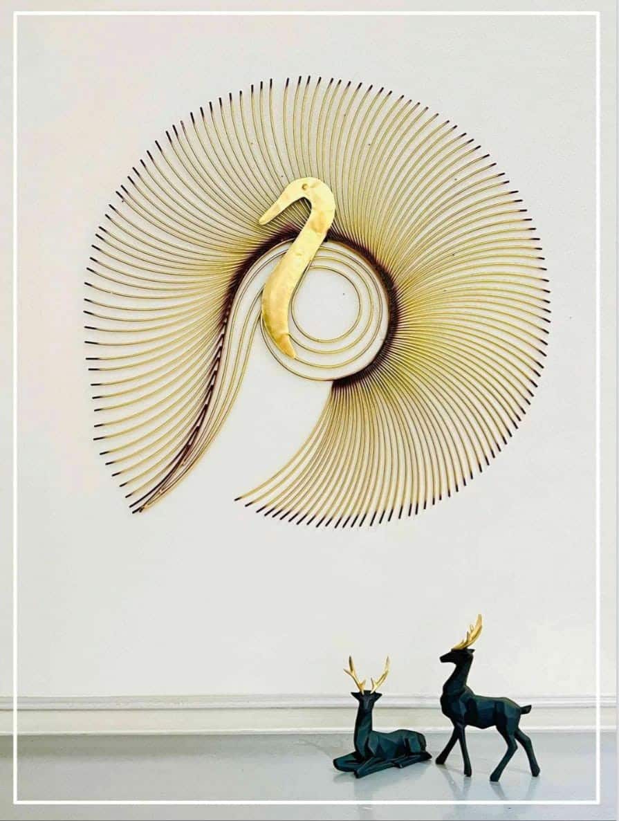 Peacock metal decor with LED