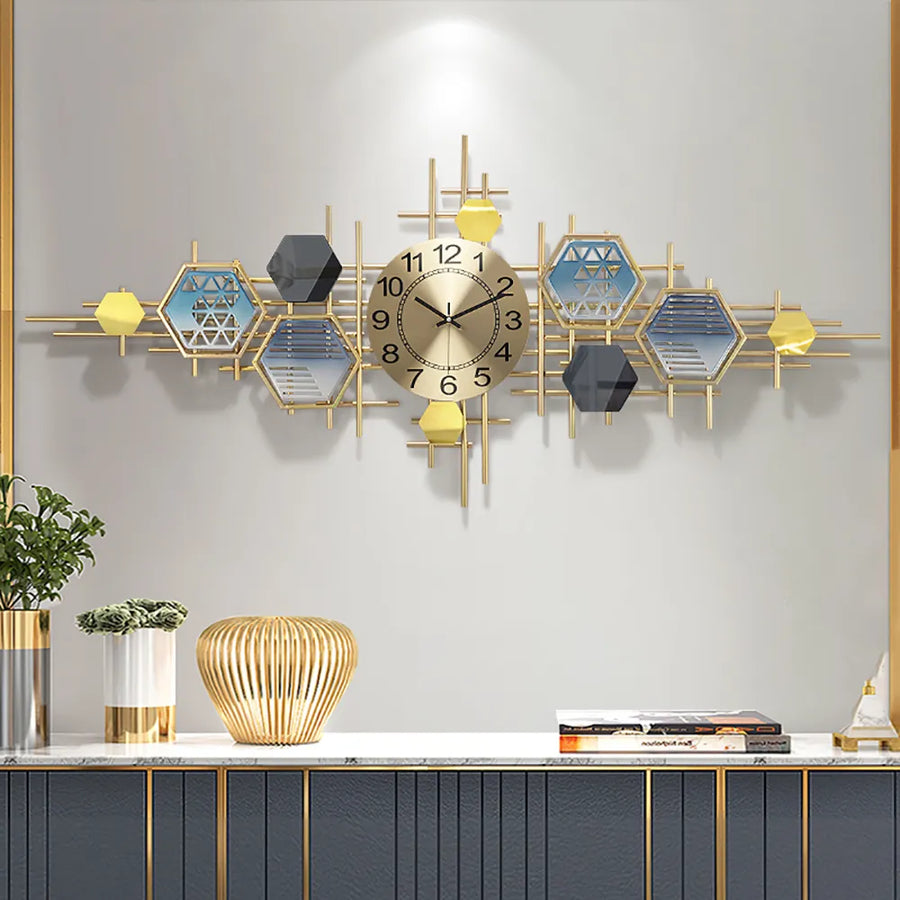 hexagon metal clock design