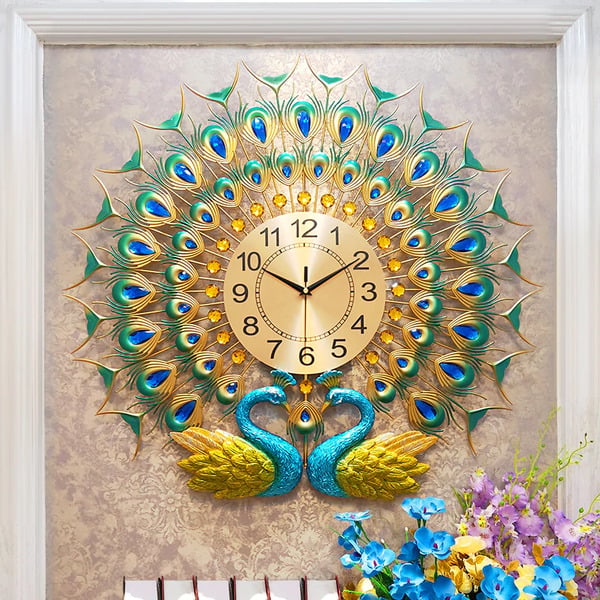 Full Metal Peacock Clock
