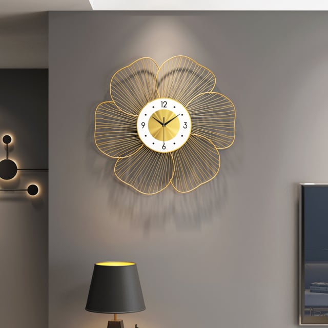 Beautiful Metal Golden flower wall clock