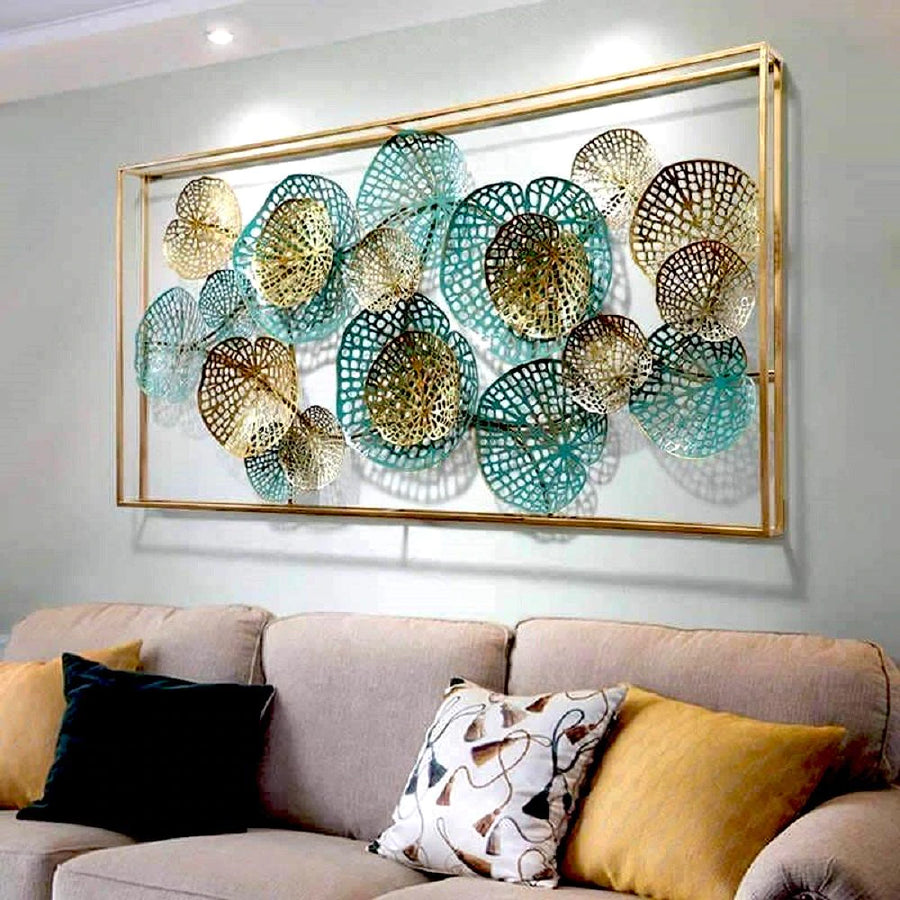Big Framed metal leaves decor