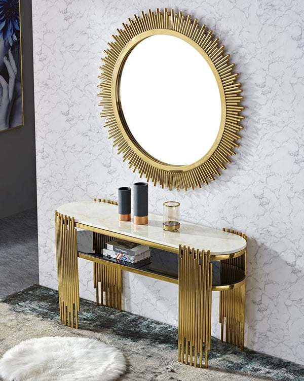 Golden console White marble top